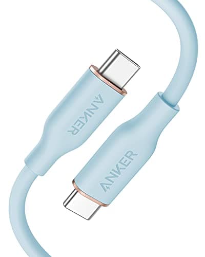 Anker PowerLine III Flow USB-C & USB-C ケーブル 絡まない (0.9m アイスブルー)