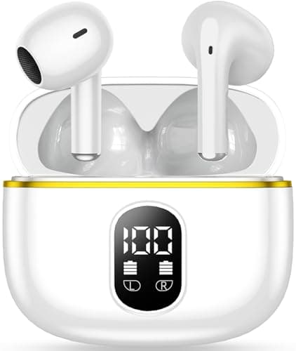 yjjc Bluetooth Wireless Earphones 01.White LED Display Type-C Fast Charging