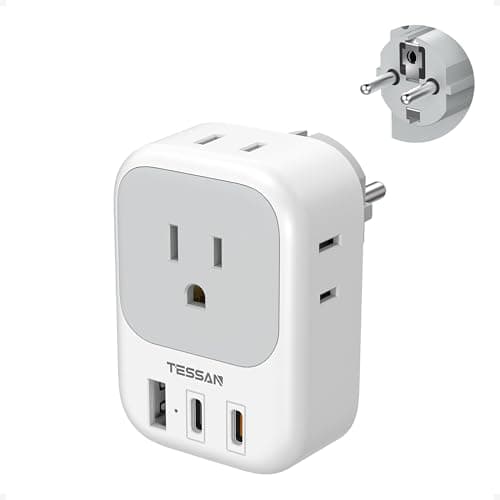 TESSAN SE Type Travel Adapter Plug for Germany, France, Italy, Spain