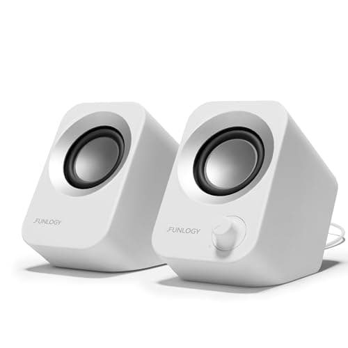 FUNLOGY Speaker(スピーカー/PCスピーカー)【VGP2024受賞】総合14W / ステレオスピーカー/パソコン/USB給電/重低音/AUX / 3.5mmピン入力【日本ブランド】 (ホワイト)