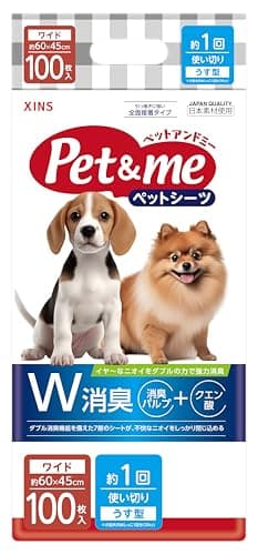 Pet&me Pet Sheet W Odor Control Thin Type 1-Use Wide 45×60cm 100 Sheets