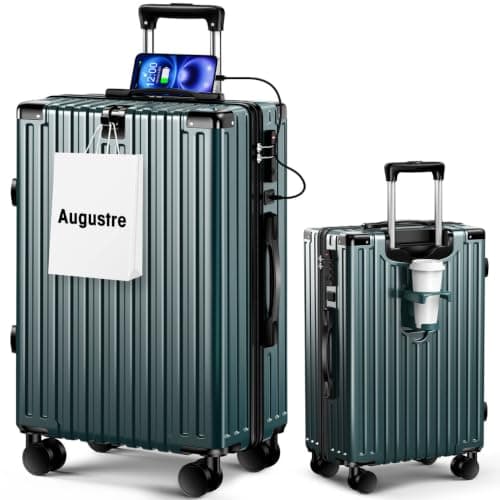 Augustre Suitcase 65L Deep Green M (4-7 Nights) TSA Lock 360° Rotation USB Charging