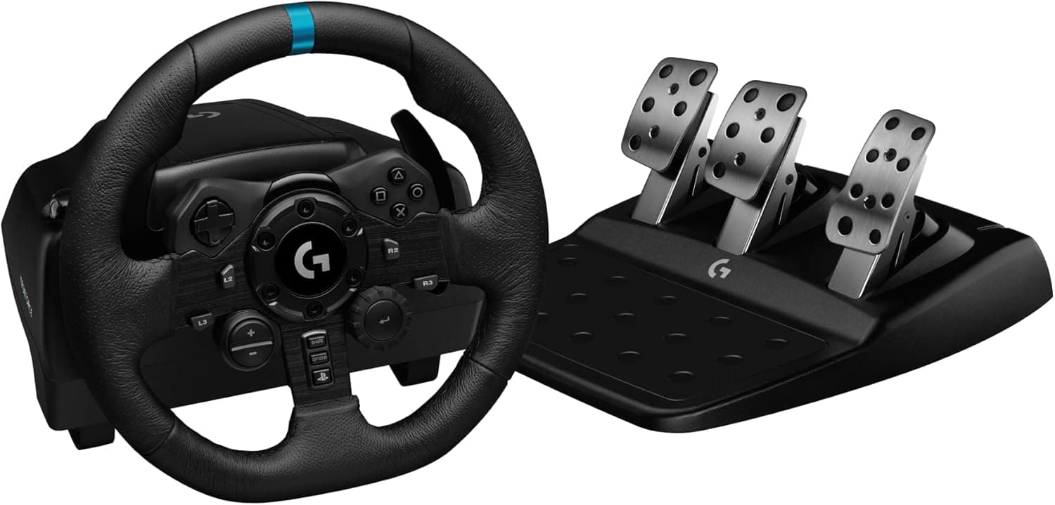 Amazon.co.jp限定】 Logicool G ハンコン G923d グランツーリスモ7 動作確認済み PS5 PS4 PC ハンドル コントローラー レーシング ゲーム フォースフィードバックシステム ステアリング 国内正規品 1年間メーカー保証 ※Amazon限定の壁紙ダウンロード付き ブラック
