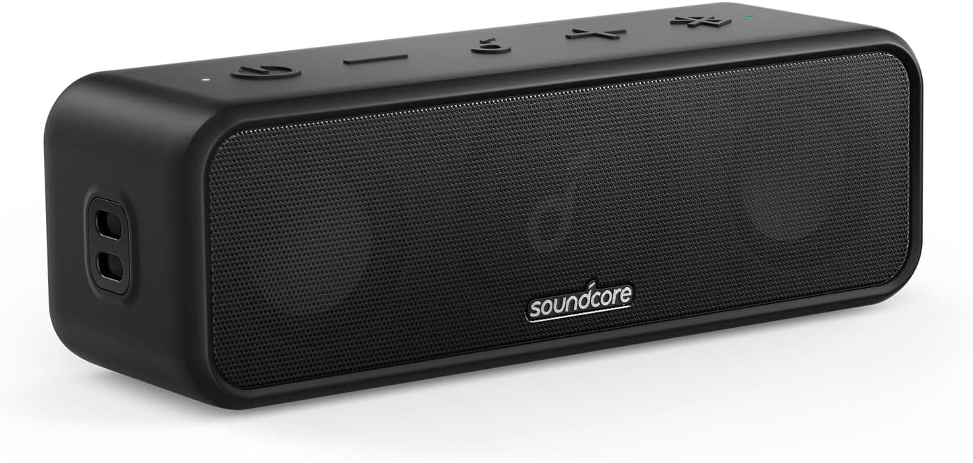 Anker Soundcore 3 Bluetooth スピーカー/ IPX7 防水/チタニウムドライバー/デュアルパッシブラジエーター/BassUpテクノロジー/アプリ対応/イコライザー設定/USB-C接続/ 24時間連続再生/ PartyCast機能/お風呂で使用可能/プレゼントやギフトに最適/ブラック